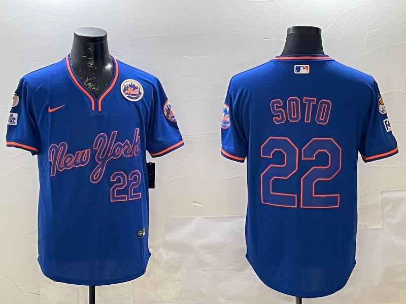 Men New York Mets #22 Soto Blue Throwback Game Nike 2025 MLB Jersey style 2->new york mets->MLB Jersey